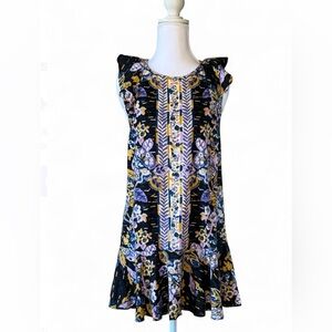 Free People Tunic with Purple and Yellow Floral Pattern